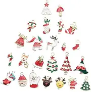 [TEHAUX] Diy Pendant Charms Set Christmas Tree Santa Claus Elk Snowflakes Alloy Pendants Jewelry Making Accessories