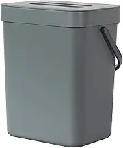EKO Puro Mini Wall-Mounted Kitchen Trash Can with Lid, Food Waste Caddy, 1.32 Gall / 5L (Grey)
