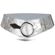1PC Women's Fashion Vintage Wide Elastic Stretch Waist Belt Elasticated Waistband With Silver Ring Buckle