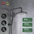 WELS 9" Rain Shower Head Set Black Gooseneck Arm 2 in 1 System Top Water Inlet