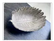 Leaf Bowl Decorative Silver Leaf Bowl Embossed For Appetizers or Home Decor