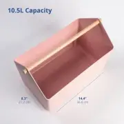 Blue Ginko - Pink Plastic Storage Bin With Wooden Handle