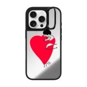 iPhone 16 Pro Mirror Ring Stand Case MagSafe Compatible Big Love Heart