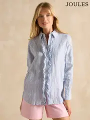 Joules Selene Blue Stripe 100% Linen Shirt (E01797) | $159
