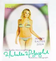 2014 Benchwarmer MICHELLE McLAUGHLIN Happy EASTER Green Autograph - PLAYBOY Sexy