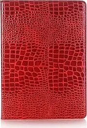iPad Pro 1st 2nd (12.9'') Case for Women, DMaos Crocodile Synthetic Leather Stand Folio Smart Cover, Auto Sleep/Wake, Document Card Holder - Red