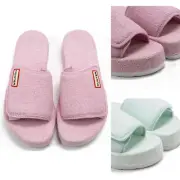 Womens Hunter Slides Original Terry Platform Logo Slide Sandals NEW