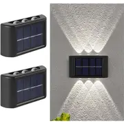 Tech Solar Wall Lights Outdoor, Up and Down Wall Lamps for Garden Fence Yard Porch Walkway Lighting 2 Pack (White Light)
