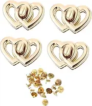 Uonlytech 4pcs Heart Shape Purse Locks Durable Turn Locks for Handbags Crossbody Bags and Shoulder Bags Easy to Install Double Heart Design for DIY Craft Accessories