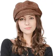 [Comhats] Women's Wool Blend Balloon Hat Winter Hat Cap Peaked Cap Checked
