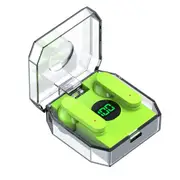 TWS Wireless Headphones Transparent LED Display Earbuds Wireless Bluetooth Headset Fone Earphones -Green