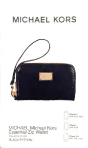 Michael Kors Essential Zip Wallet Wristlet Black Python Embossed Black Leather