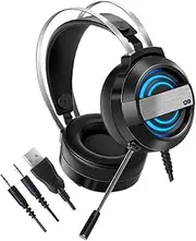 LABRIMP 1 PC Gaming Headset with Microphone Comfortable Noise Reduction Headphones Stylish LED Light Design for Computer Laptop and Gaming Breathable Earmuffs for Extended Use