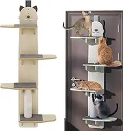 Door-Hanging Cat Climber – 4-Level Over-Door Cat Shelf with Removable Soft Mats & Scratching Post, Space-Saving Multi-Level Cat Tree for Play & Rest 170cm