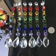 6PC Rainbow Suncatcher Crystal Octagon Chain Chandelier Hanging Fengshui Prism