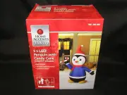 INFLATABLE 5 FT LED LIGHTED AIRBLOWN SANTA PENGUIN WITH CANDY CANE CHRISTMAS