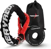 Fieryred Soft Shackle Synthetic Rope, 1 Inch x 22Inch 33,000lbs Breaking Strength & Recovery Snatch Ring 17,600lbs with Black Protective Sleeve Winch Recovery Kit for Towing Truck SUV ATV UTV 4x4