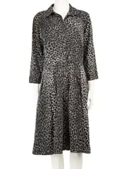 Grey Animal Print Midi Dress