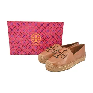 TORY BURCH INES 皮革草編厚底鞋-棕褐/平行輸入/ 棕褐/ US8.5(25.5cm)