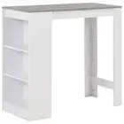 White Bar High Table With 3 Storage Shelves Organiser Compact Kitchen Furniture