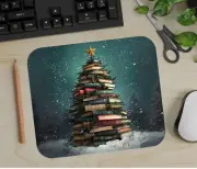 Christmas Book Tree Art Computer Mouse Pad Student, Teacher Christian Gift