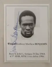 WINSTON BENJAMIN SIGNED BOOK PLATE PEN PICTURE WEST INDIES ENGLAND CRICKET