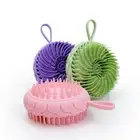 Silicone Shampoo Brush Lotus Shape Bath Scalp Massager Exfoliating Brush Spa