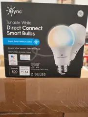 GE Cync Tunable White Direct Connect Smart LED Bulbs 2-Pack, A19 Base