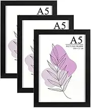 Baoee Black A5 Picture Frame Set of 3, Collage Frame with Acrylic Glass, Wall Mountable
