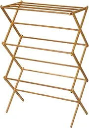 Household Essentials 6524 Tall Indoor Folding Wooden Clothes Drying Rack - Dry Laundry and Hang Clothes - Made of Bamboo
