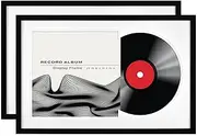 [MCS] Double Matte Record Album Frame, 16.5x25 Record Frame, Black Frame for LP Vinyl Record & Jacket Display (2-Pack)
