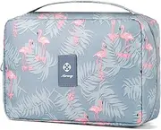 [Narwey] Hanging Travel Toiletry Bag Cosmetic Make up Organizer for Women and Girls Waterproof, A-Flamingo, Small