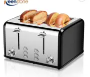 Toaster 4 Slice Toaster Keenstone Stainless Steel Retro Toasters, Bagel, Defrost