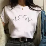 MICKEY MOUSE HEARTBEAT KAWAII T-SHIRT 老鼠心電圖男女情侶T恤