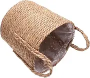 PENIKOKO Woven Linen Flowerpot Storage Basket with Double Thickened Handles Multipurpose Decorative Container for Plants Organizing and Storage Light Brown