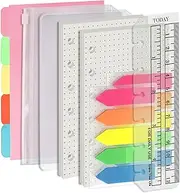 Harphia A7 6 Holes Binder Refill Value Set, 90 Sheets Loose Leaf Paper with Stickers and dividers, Planner Inserts with Binder Pockets for refillable Notebook (Dot, A7)