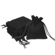 2.7x3.5 Inch Burlap Bags with Drawstring, 50 Pcs Linen Gift Bags, Black