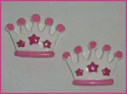 2 PC WHITE PRINCESS CROWN FLATBACK FLAT BLACK RESINS