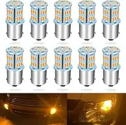 UNXMRFF 1156 BA15S LED Bulbs Amber Yellow 12 Volt 1141 LED Bulb, Bayonet Single Contact Base1073 1003 BA15S 7506 LED Bulbs for Car Truck Motorcycle RV Blinker Turn Signal Lights, 10-Pack