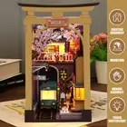 DIY Book Nook Kit 3D Wooden Puzzle Bookshelf Insert Decor with LED Light WaLHB W
