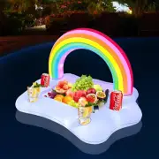 Rainbow Cloud Floating Drink Holder for Pool with Solar Colorful Lights, Inflata