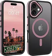 YINLAI for iPhone 16 Plus Case, [Compatible with MagSafe] Skin-Friendly Touch Magnetic Slim Fashion Color Blocking Shockproof Protective Phone Cases for iPhone 16 Plus 6.7", Pink