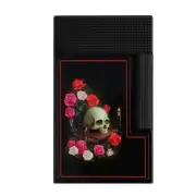 Black Skulls & Flowers Lighter Ping Sound Gas Refillable For Cigarette Smoking