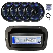 Dual Marine Radio,Spa Bezel,Adapter,Antenna,Wire, 4x 6.5" 250W LED Black Speaker