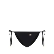 [Dolce & Gabbana] Dolce & Gabbana Logo-plaque Side-tie Bikini Bottom II NUMERIC BLACK