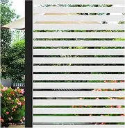 Concus-T Static Cling Window Film Cover Decorative Glass Film Vinyl Premium Frosted Wide Stripes Privacy Glass Door Window Cling for Home Office 23.62"x78.74"(60cm x 200cm)