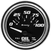 Equus Oil Pressure Gauge 7264; 7000 Series 0-100psi 2 in. Electric, Black/Chrome