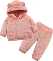 [Hikido] Fluffy Snug Pants Sets Outfit 1-5T Toddler Cute Fall Winter Pullover Clothes
