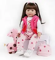 Reborn Baby Dolls 24 inch 60cm Soft Silicone Vinyl Weighted Real Life Baby Dolls Girls Large Size Reborn Dolls Toddler Girls with Giraffe Soft Plush Toys