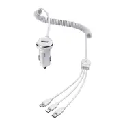 Remax Car Charger 3 in 1 Thunder USB 3.1A Type-C Micro USB Lightning Cable